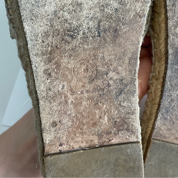 Chanel Interlocking CC Logo Quilted Espadrilles Slides Sandals Size 39 - Picture 7 of 9